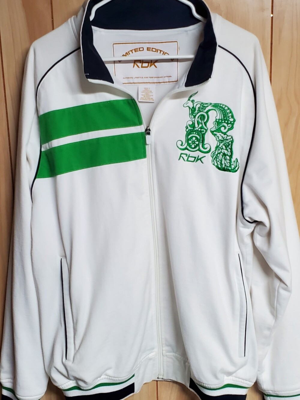 Vintage RBK Limited Edition White & Green Track Jacket (0297)